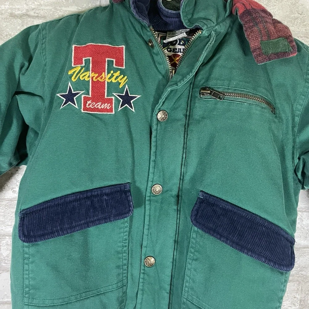 Vintage Body Gear Sporty Kids Canvas Barn Jacket 4t Corduroy Collar Cuffs